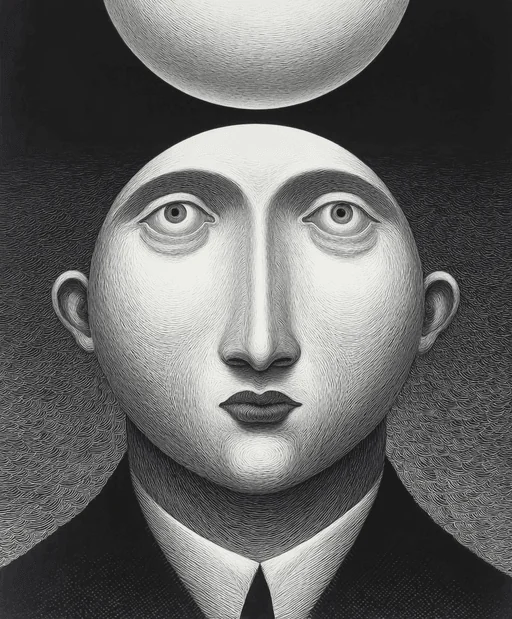 Artista callejero equilibrando bola y huevo en tinta azul