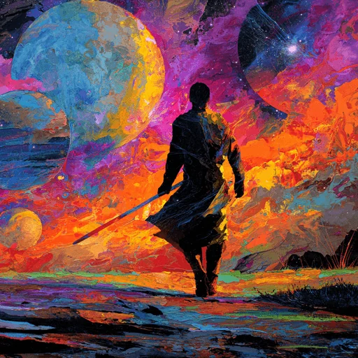 Explorador Galáctico con Espada Antorcha en la Tierra