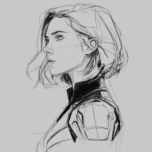Perfil de Boceto Minimalista de Black Widow