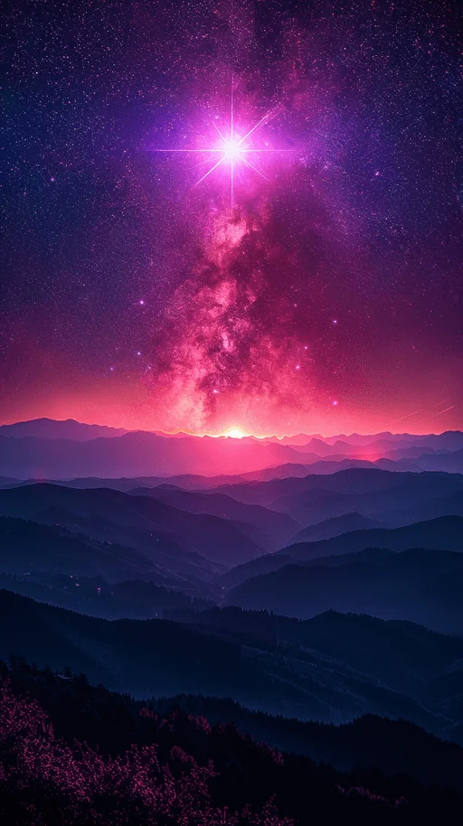 Estrella Polar Radiante sobre Siluetas de Montañas Españolas