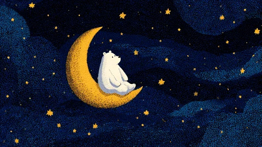 Lindo Oso en Luna Creciente en una Noche Estrellada