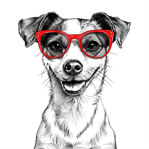 Jack Russell Terrier con Gafas Rojas en Forma de Corazón