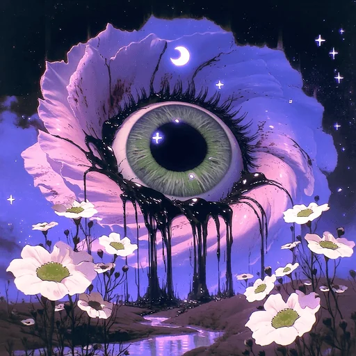 Cascada Ocular Surrealista en Paisaje Onírico