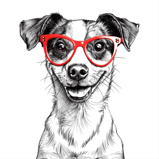 Jack Russell Terrier con Gafas Rojas en Forma de Corazón