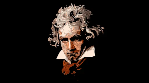 Ilustración Minimalista de Beethoven Tocando el Piano