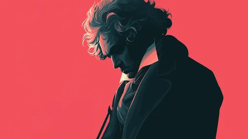 Ilustración Minimalista de Beethoven Tocando el Piano