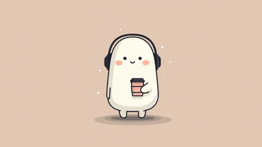 Personaje Blob Minimalista con Café y Auriculares