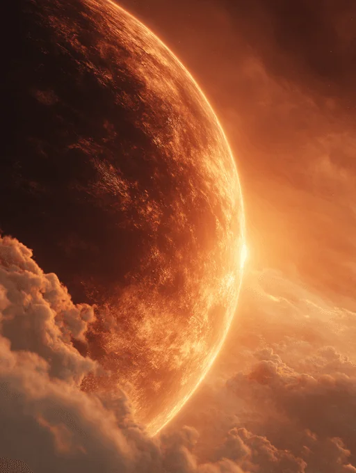 Planeta Naranja Dorado al Amanecer