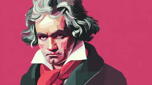 Ilustración Minimalista de Beethoven Tocando el Piano