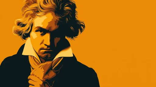 Ilustración Minimalista de Beethoven Tocando el Piano