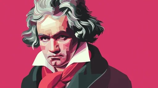 Ilustración Minimalista de Beethoven Tocando el Piano