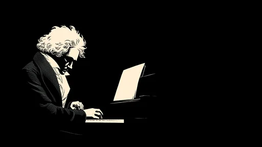Ilustración Minimalista de Beethoven Tocando el Piano
