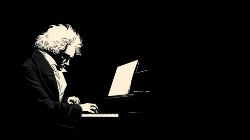 Ilustración Minimalista de Beethoven Tocando el Piano