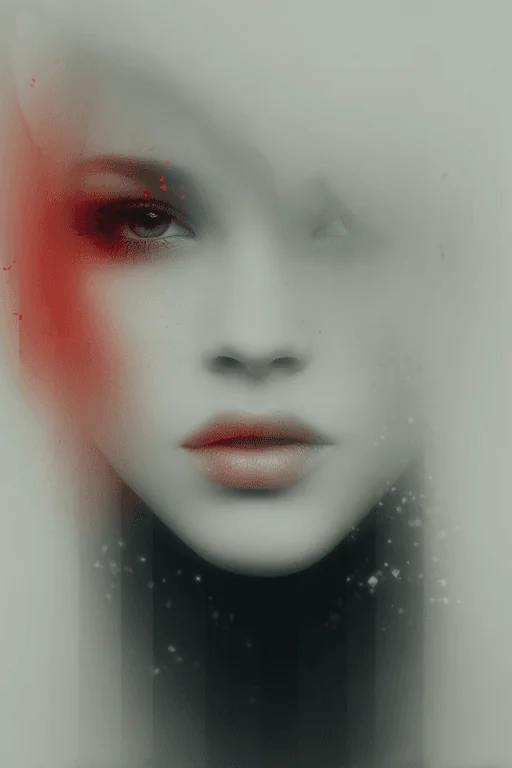 Retrato Gótico Surrealista de Cara Pálida de Muñeca