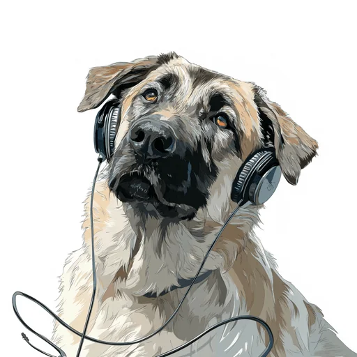 Bichón Frisé con Auriculares Rosados