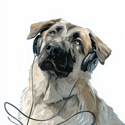 Bichón Frisé con Auriculares Rosados