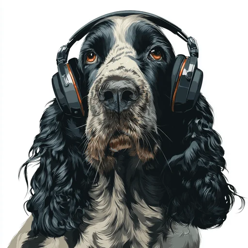 Bichón Frisé con Auriculares Rosados