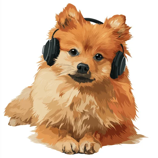 Bichón Frisé con Auriculares Rosados