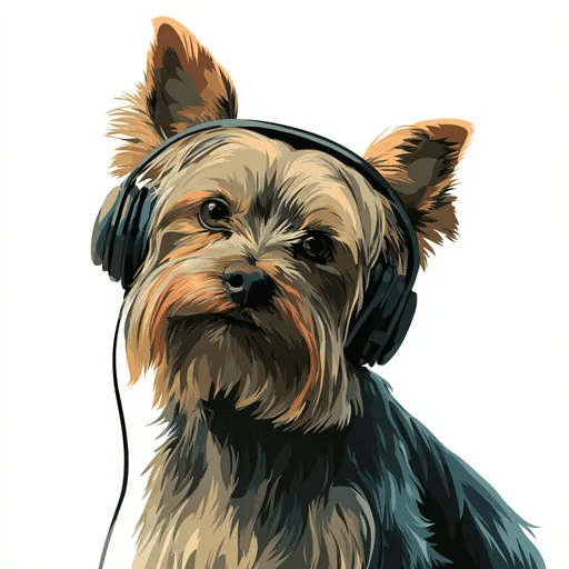 Bichón Frisé con Auriculares Rosados