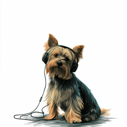 Bichón Frisé con Auriculares Rosados