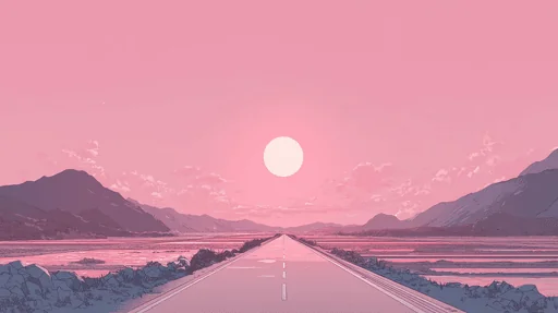 Paisaje Manga Minimalista con Atardecer Rosa