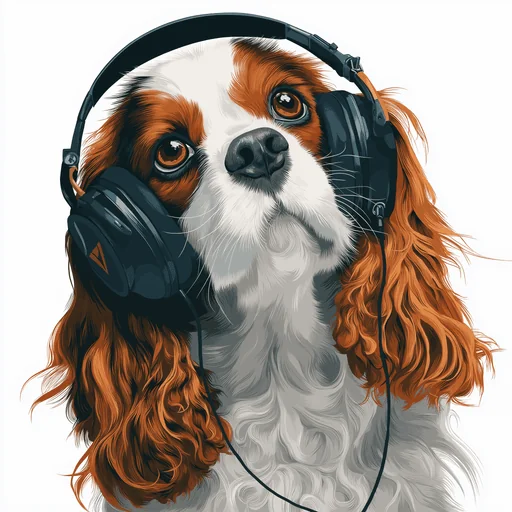 Bichón Frisé con Auriculares Rosados