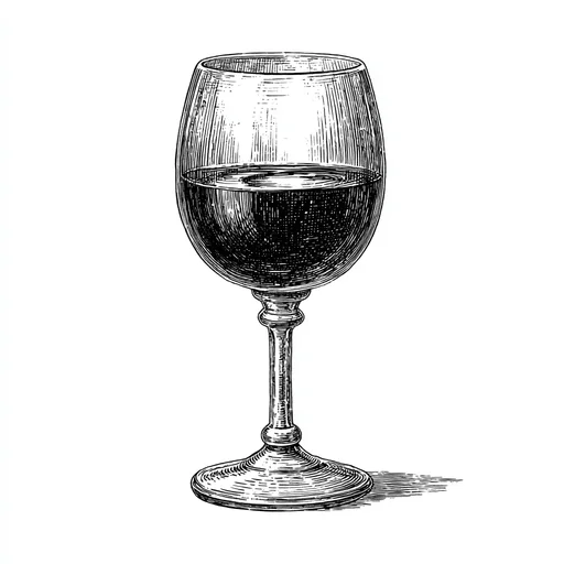 Boceto a Mano de Copa de Vino