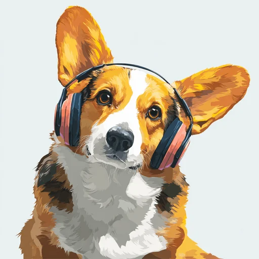 Bichón Frisé con Auriculares Rosados