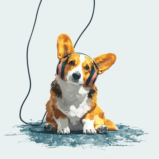 Bichón Frisé con Auriculares Rosados