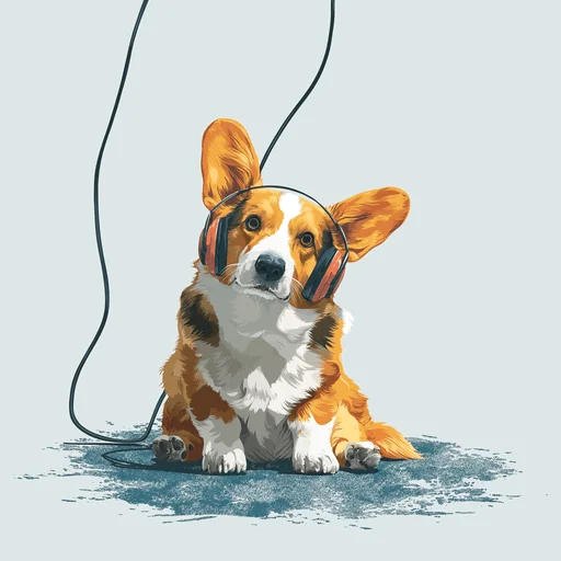 Bichón Frisé con Auriculares Rosados