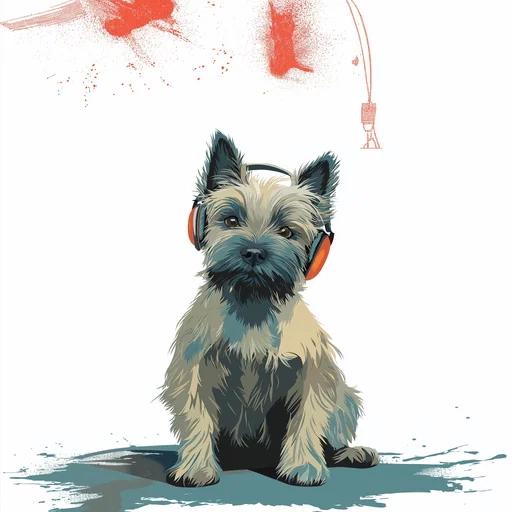 Bichón Frisé con Auriculares Rosados