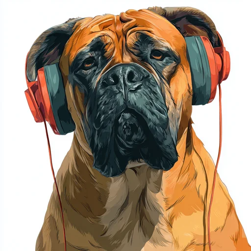 Bichón Frisé con Auriculares Rosados