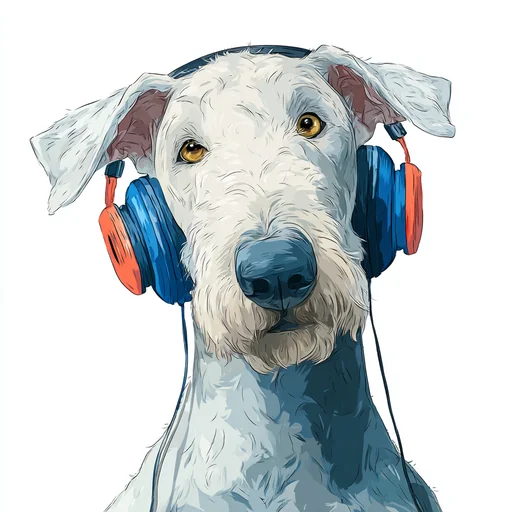 Bichón Frisé con Auriculares Rosados