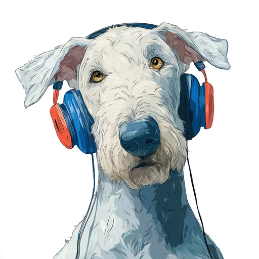 Bichón Frisé con Auriculares Rosados