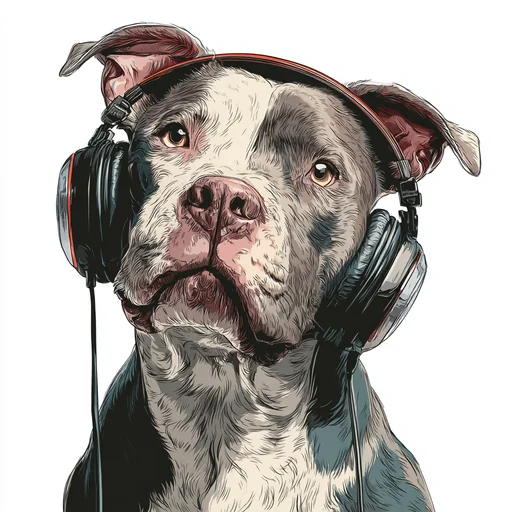 Bichón Frisé con Auriculares Rosados