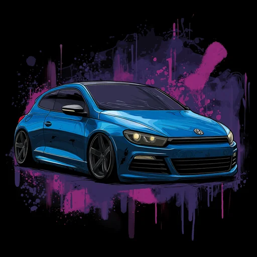 Ilustración del Volkswagen Scirocco azul