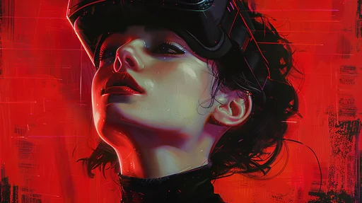 Retrato Cyberpunk con Fondo Rojo