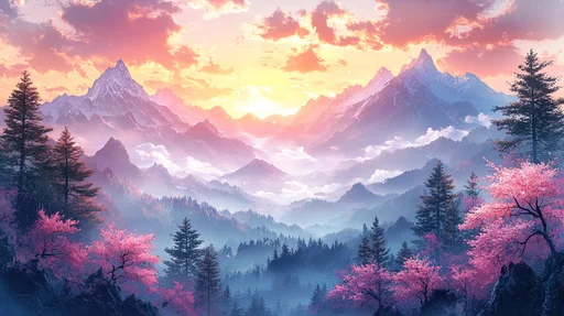 Serenas Montañas Alpinas en la Hora Dorada