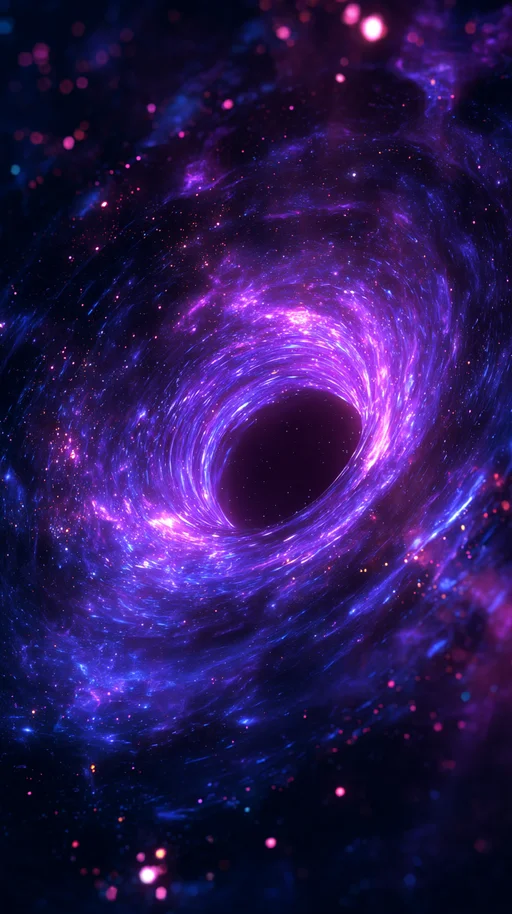 Agujero Negro Cósmico con Luz Neón