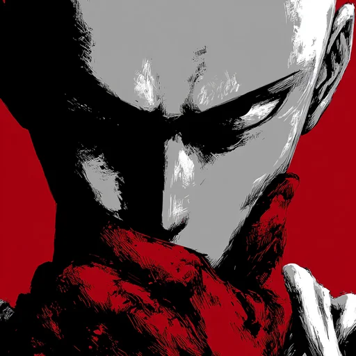 Saitama en Monocromo Rojo Intenso