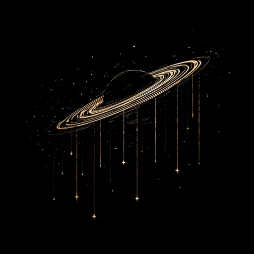 Ilustración Elegante de Saturno en Oro