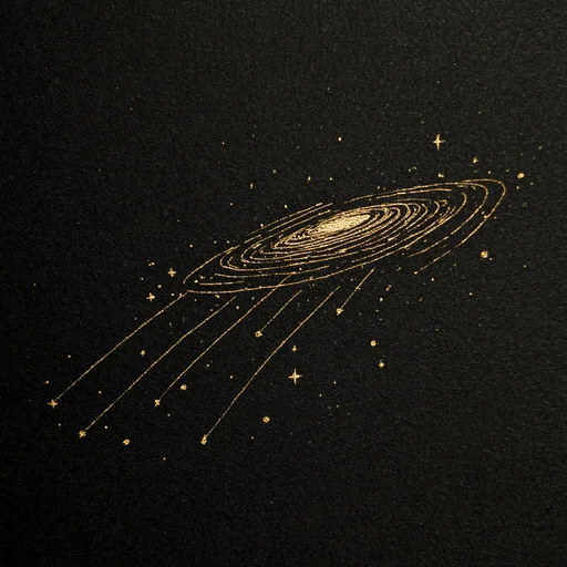 Ilustración Elegante de Saturno en Oro