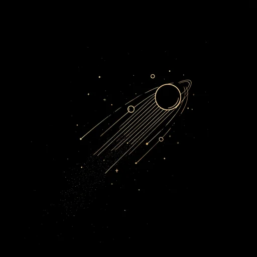 Ilustración Elegante de Saturno en Oro